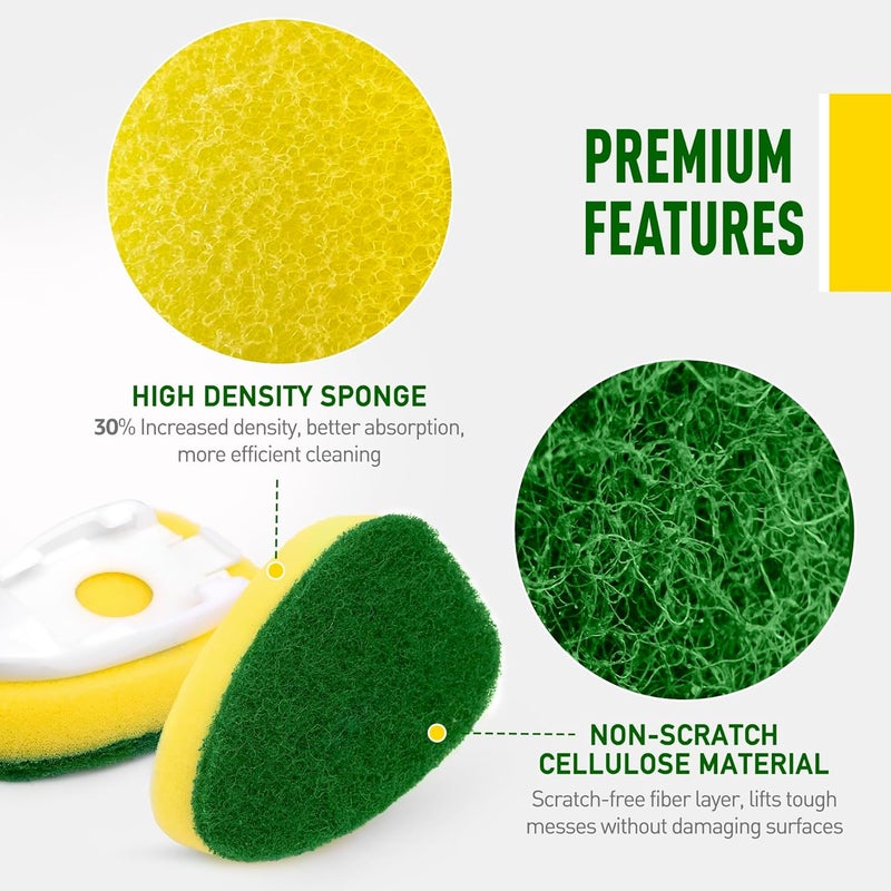 Semiale Non Scratch Dishwand Refills Sponge Heads, Heavy Duty Scrub Brush Sponges, Soap Dispensing Scrubbers, Common Compatible Dish Wand Refill Head Replacements for Kitchen Sink Dishwashing Cleaning - Image 3